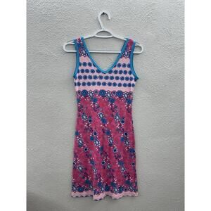 JNA Womens Dress Size Unknown Pink Floral Paisley Blue Trim Tank Y2K